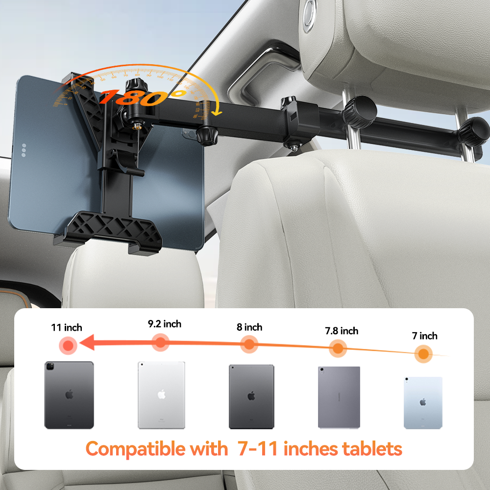 Support de tablette rotatif à 360° pour appui-tête de voiture